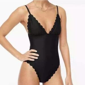J Crew Scalloped Black One Piece Swimsuit Size Small NWT